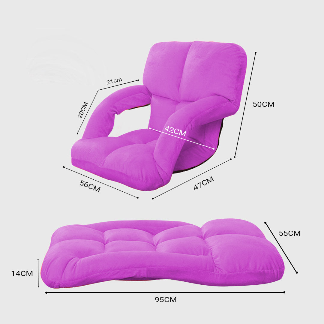 Soga 2 X Foldable Lounge Cushion Adjustable Floor Lazy Recliner Chair With Armrest Purple