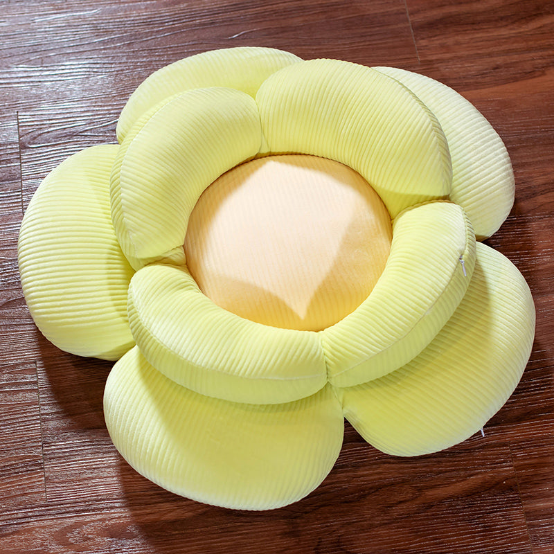 Green Double Flower Shape Cushion Soft Bedside Floor Plush Pillow Home Decor