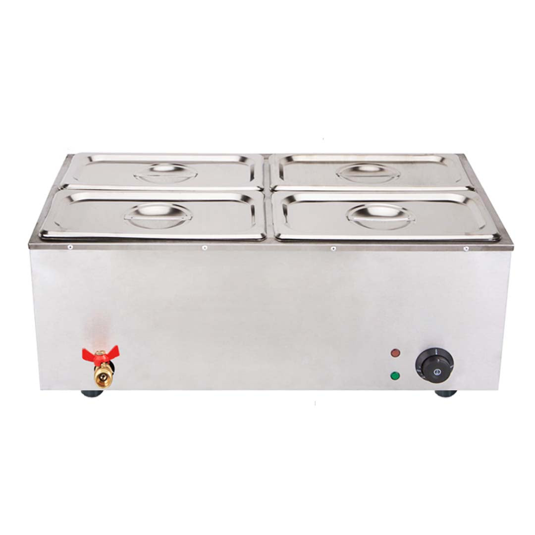 Soga Stainless Steel 4 X 1/2 Gn Pan Electric Bain Marie Food Warmer With Lid