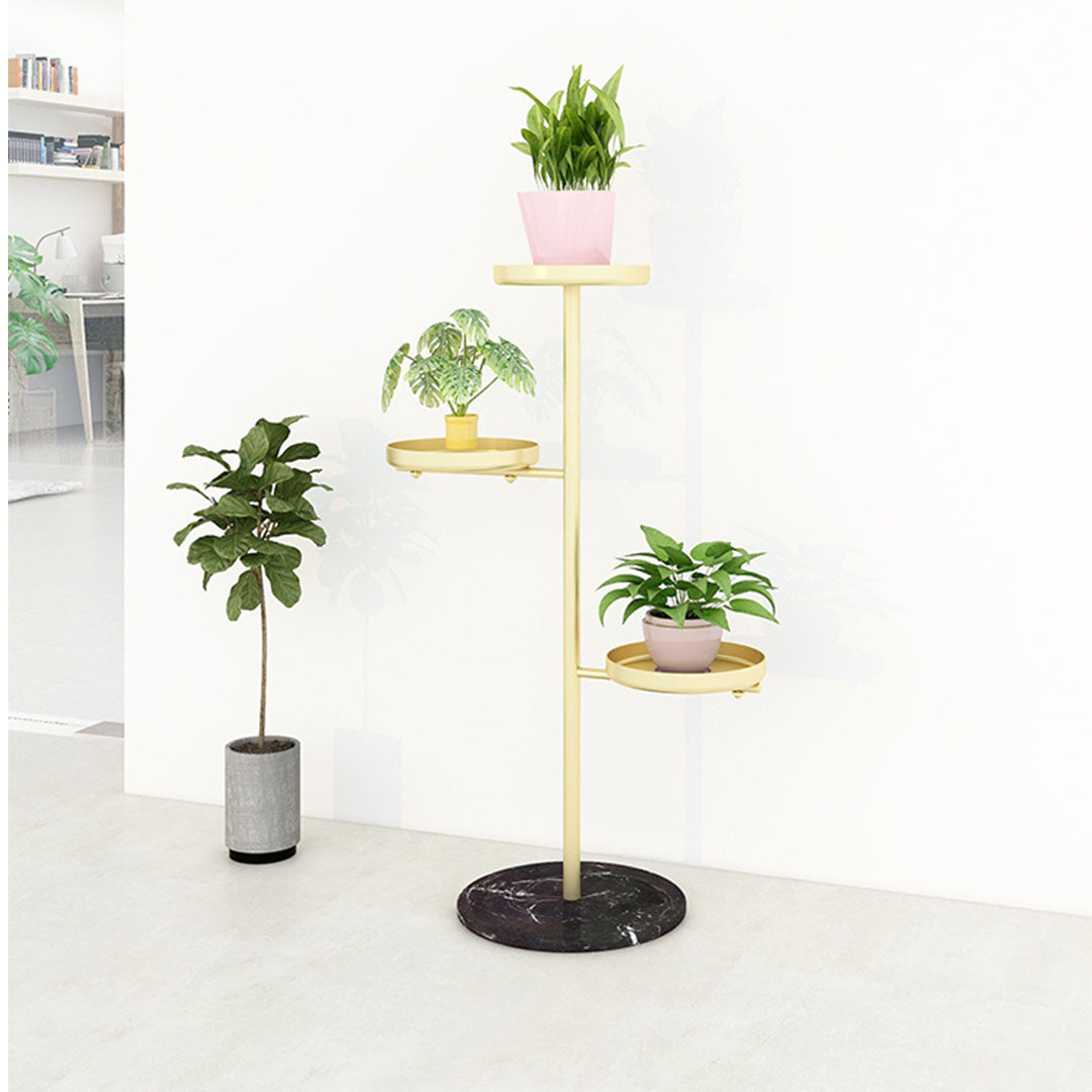 Soga 2 X 3 Tier Gold Round Plant Stand Flowerpot Tray Display Living Room Balcony Metal Decorative Shelf