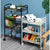 Soga 3 Tier Steel Black Bee Mesh Kitchen Cart Multi Functional Shelves Portable Storage Organizer With Wheels