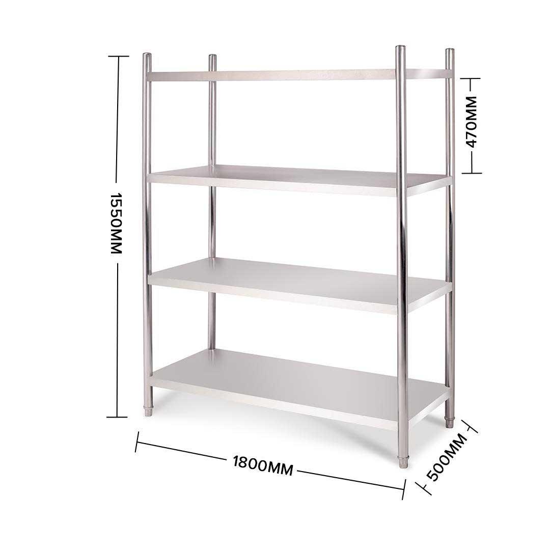 Soga Stainless Steel 4 Tier Kitchen Shelving Unit Display Shelf Home Office 180 Cm