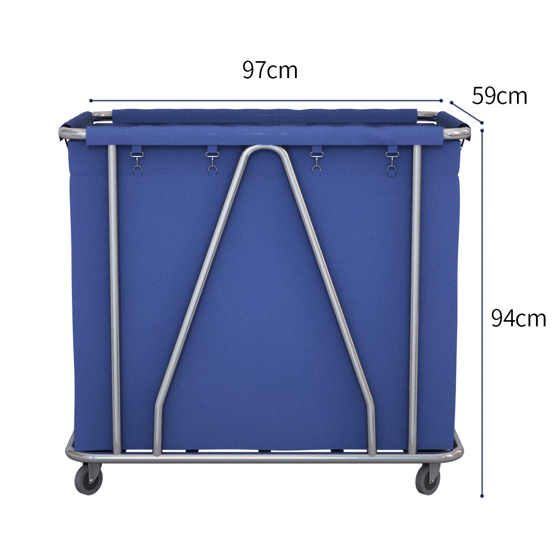 Soga Stainless Steel Commercial Large Soiled Linen Laundry Trolley Cart With Wheels Blue