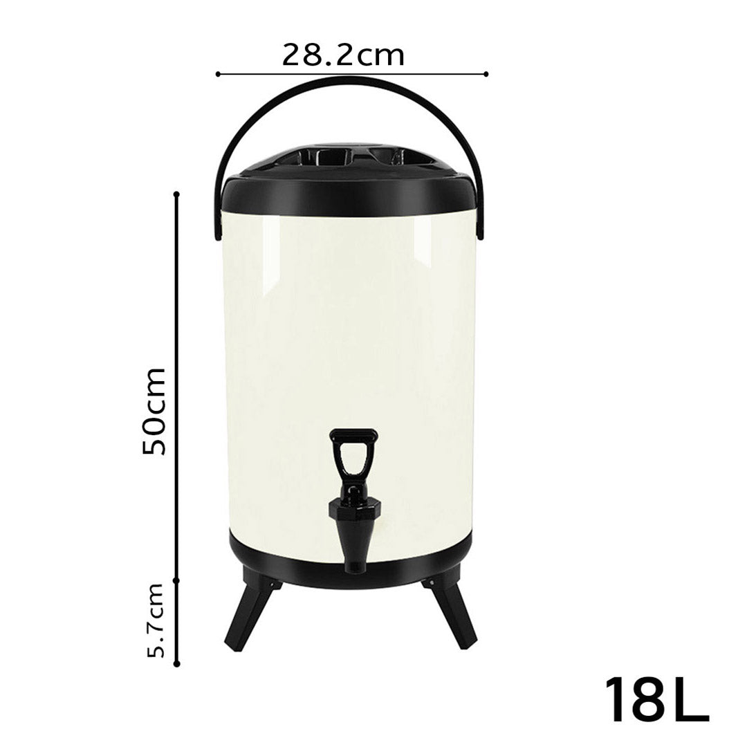 Soga 4 X 18 L Stainless Steel Insulated Milk Tea Barrel Hot And Cold Beverage Dispenser Container With Faucet White