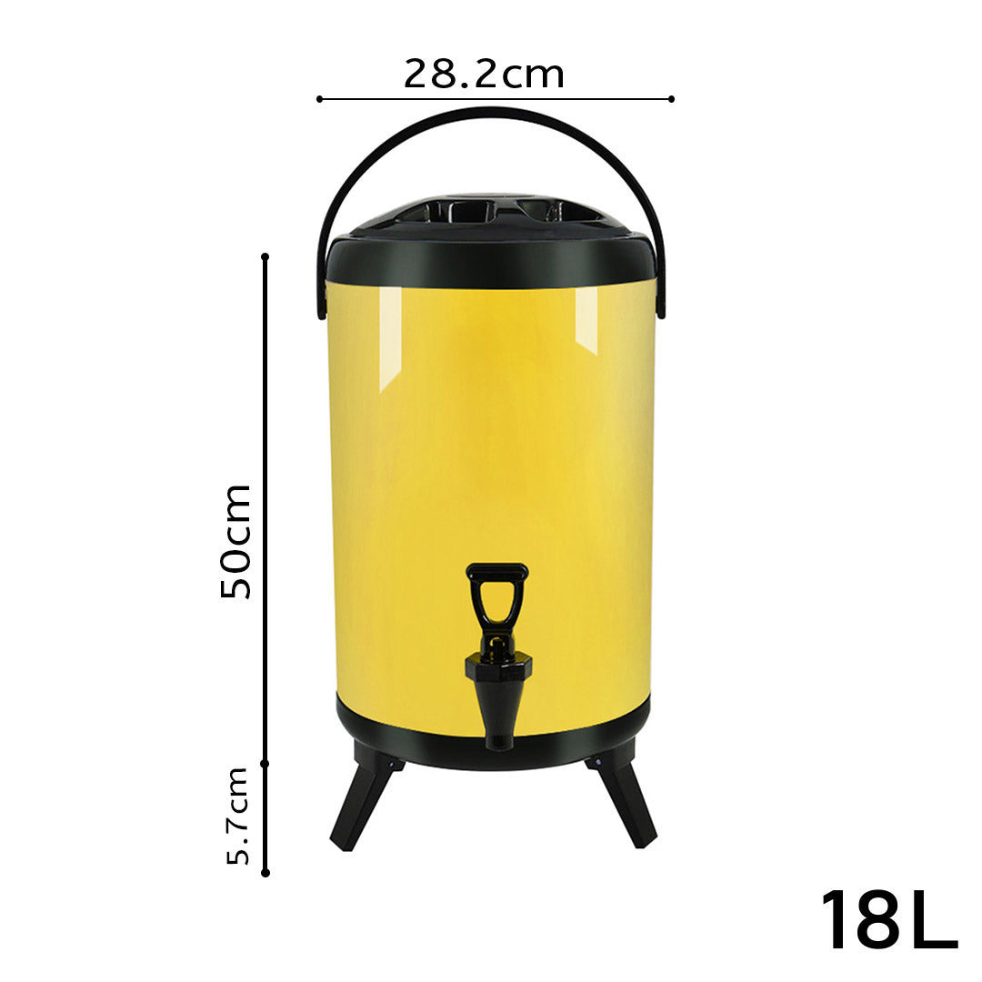 Soga 2 X 18 L Stainless Steel Insulated Milk Tea Barrel Hot And Cold Beverage Dispenser Container With Faucet Yellow