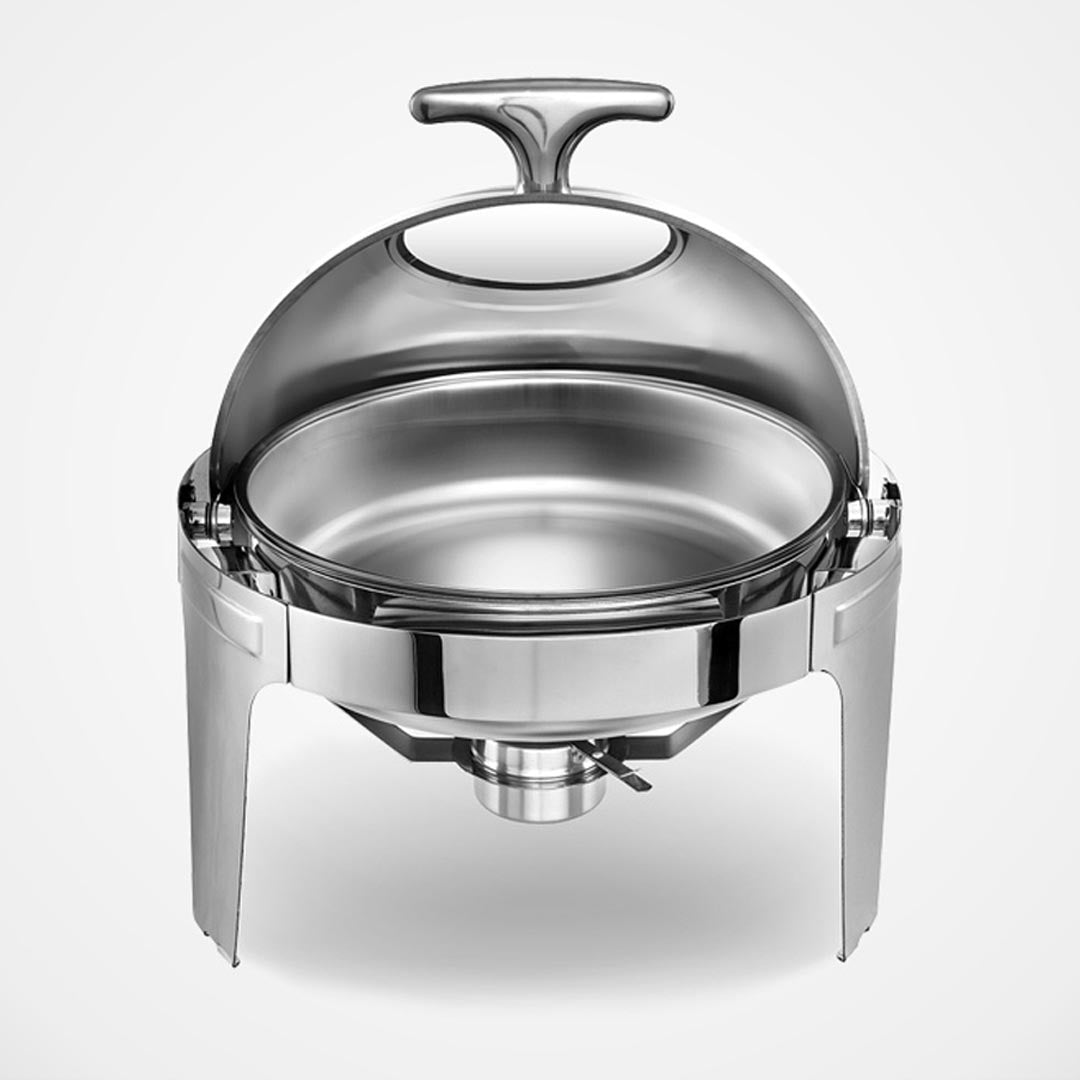 Soga 6 L Round Chafing Stainless Steel Food Warmer With Glass Roll Top
