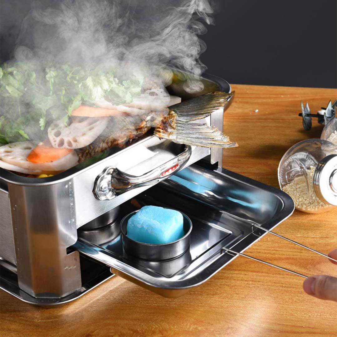 40cm Portable Stainless Steel Outdoor Chafing Dish Bbq Fish Stove Grill Plate