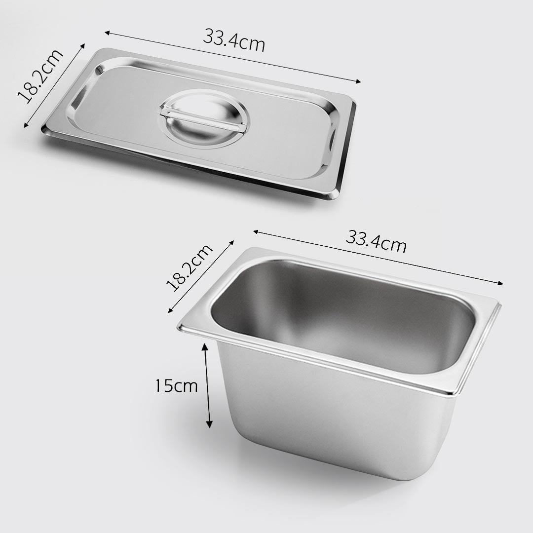 Soga 12 X Gastronorm Gn Pan Full Size 1/3 Gn Pan 15cm Deep Stainless Steel Tray With Lid