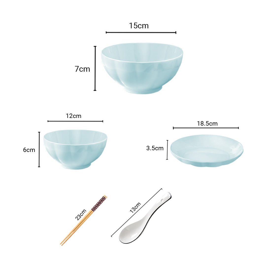 Soga Light Blue Japanese Style Ceramic Dinnerware Crockery Soup Bowl Plate Server Kitchen Home Decor Set Of 12