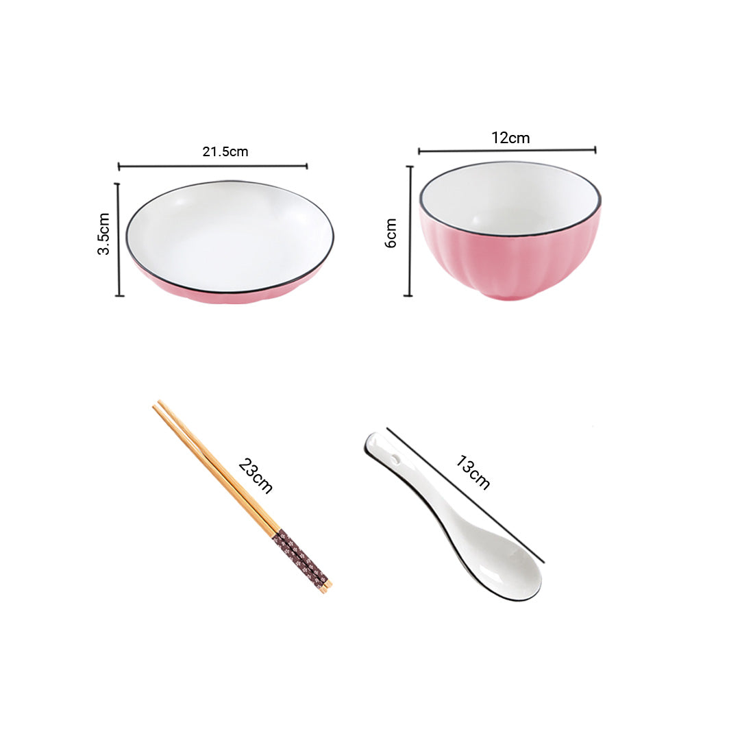Soga Pink Japanese Style Ceramic Dinnerware Crockery Soup Bowl Plate Server Kitchen Home Decor Set Of 8