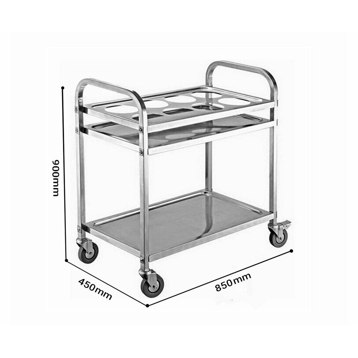 Soga 2 X 2 Tier Stainless Steel 8 Compartment Kitchen Seasoning Car Service Trolley Condiment Holder Cart Spice Bowl