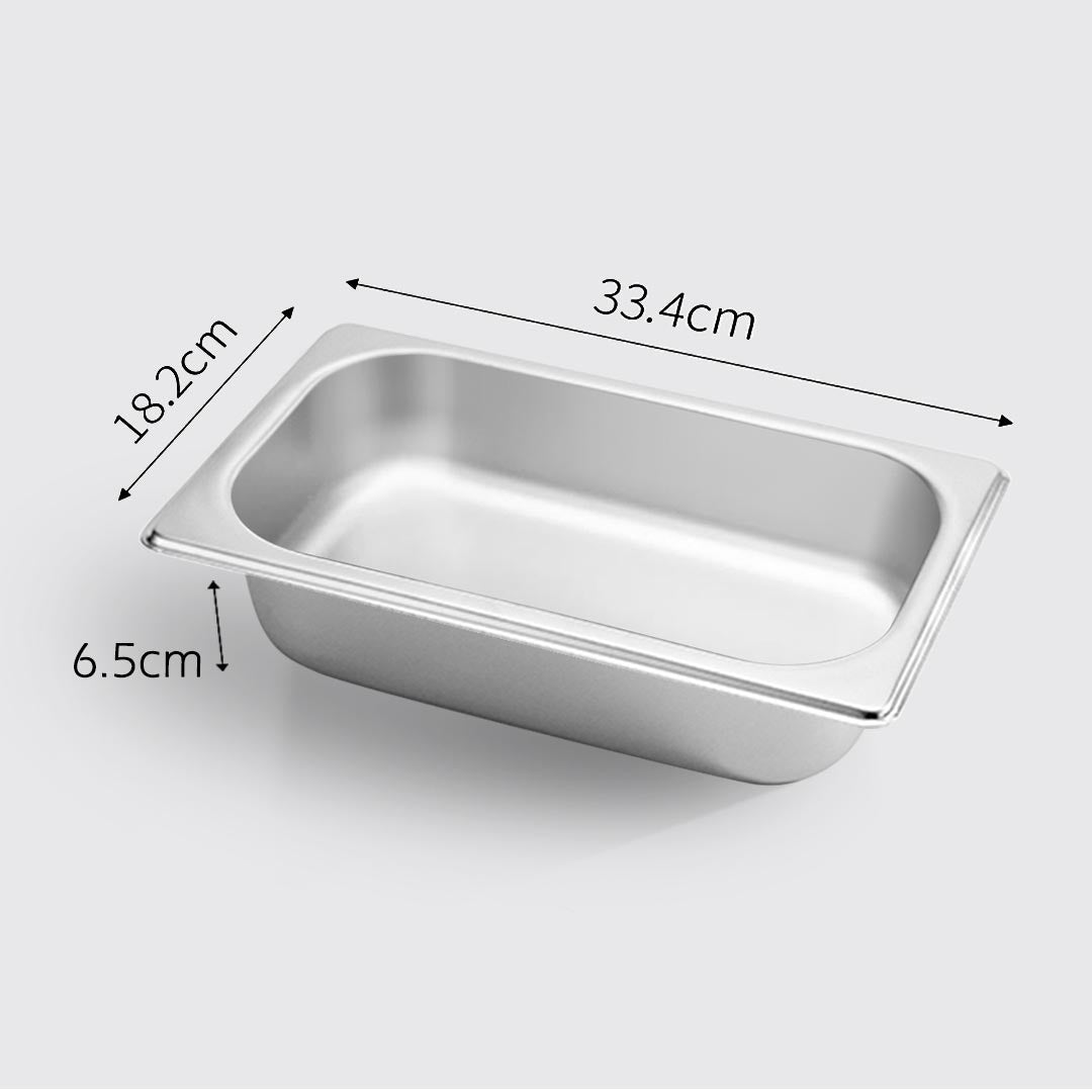 Soga 2 X Gastronorm Gn Pan Full Size 1/3 Gn Pan 6.5 Cm Deep Stainless Steel Tray