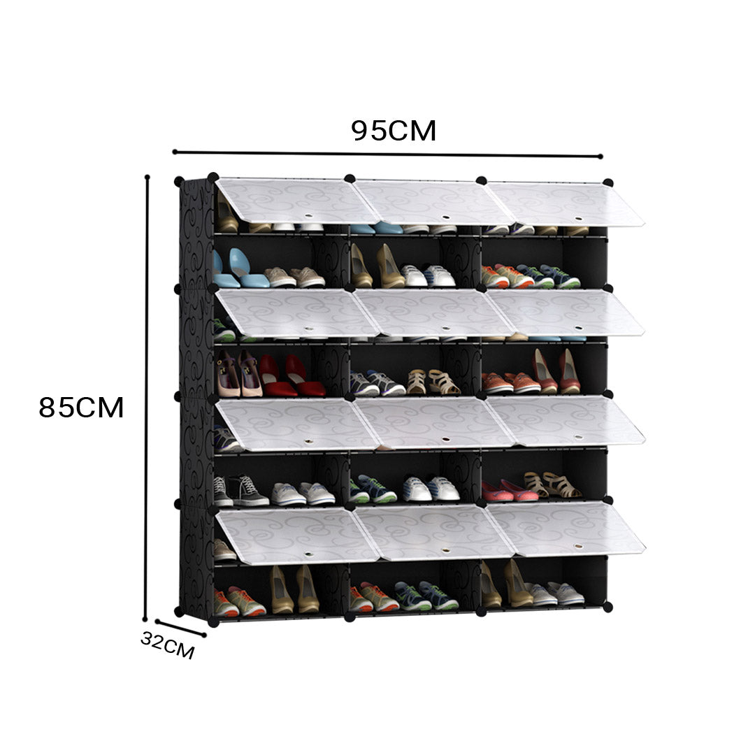 8 Tier 3 Column Shoe Rack Organizer Sneaker Footwear Storage Stackable Stand Cabinet Portable Wardrobe with Cover