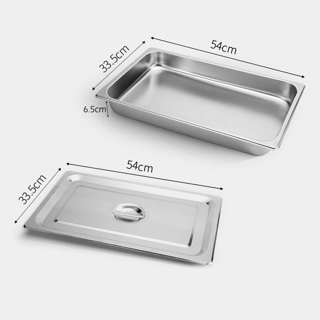 Soga 12 X Gastronorm Gn Pan Full Size 1/1 Gn Pan 6.5cm Deep Stainless Steel Tray With Lid