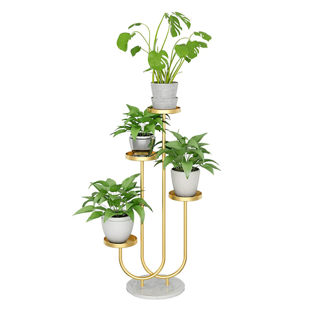 Soga 2 X U Shaped Plant Stand Round Flower Pot Tray Living Room Balcony Display Gold Metal Decorative Shelf