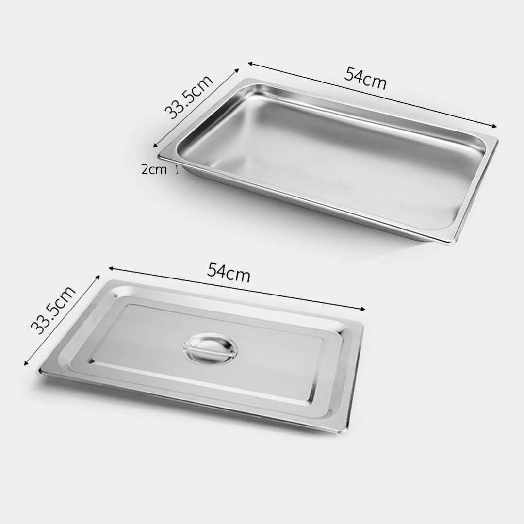 Soga 2 X Gastronorm Gn Pan Full Size 1/1 Gn Pan 2cm Deep Stainless Steel Tray With Lid