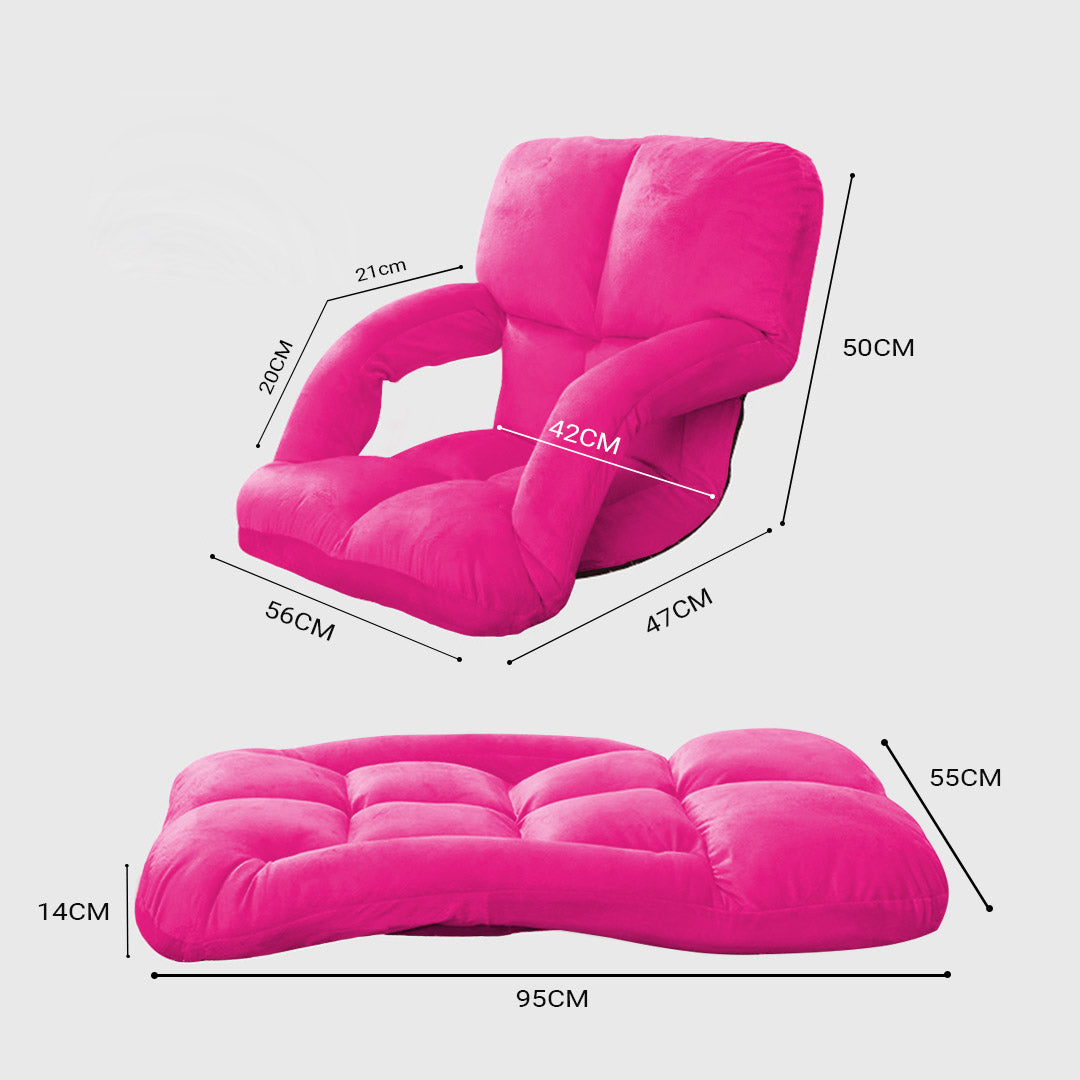 Soga Foldable Lounge Cushion Adjustable Floor Lazy Recliner Chair With Armrest Pink