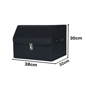 Soga 2 X Leather Car Boot Collapsible Foldable Trunk Cargo Organizer Portable Storage Box With Lock Black Small