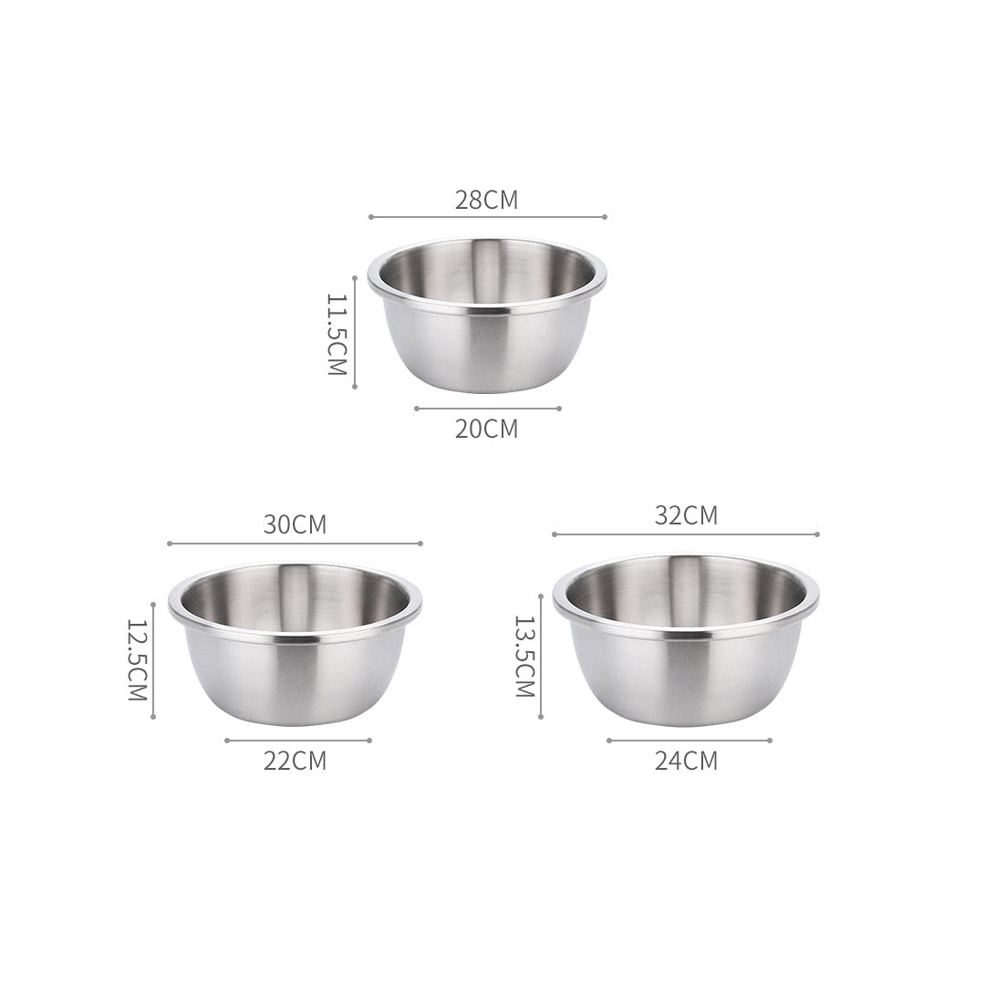 Soga 3 Pcs Deepen Matte Stainless Steel Stackable Baking Washing Mixing Bowls Set Food Storage Basin