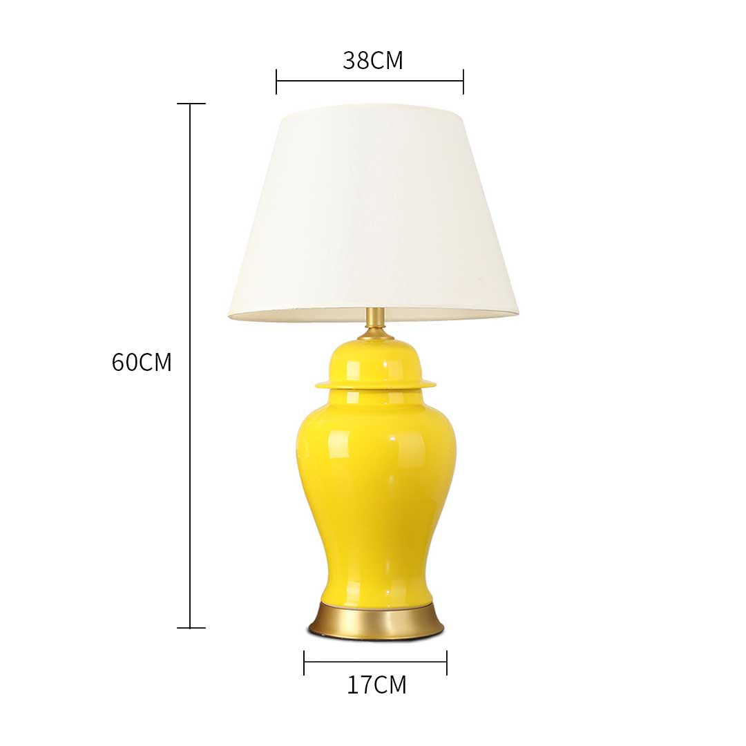 Soga 4 X Oval Ceramic Table Lamp With Gold Metal Base Desk Lamp Yellow