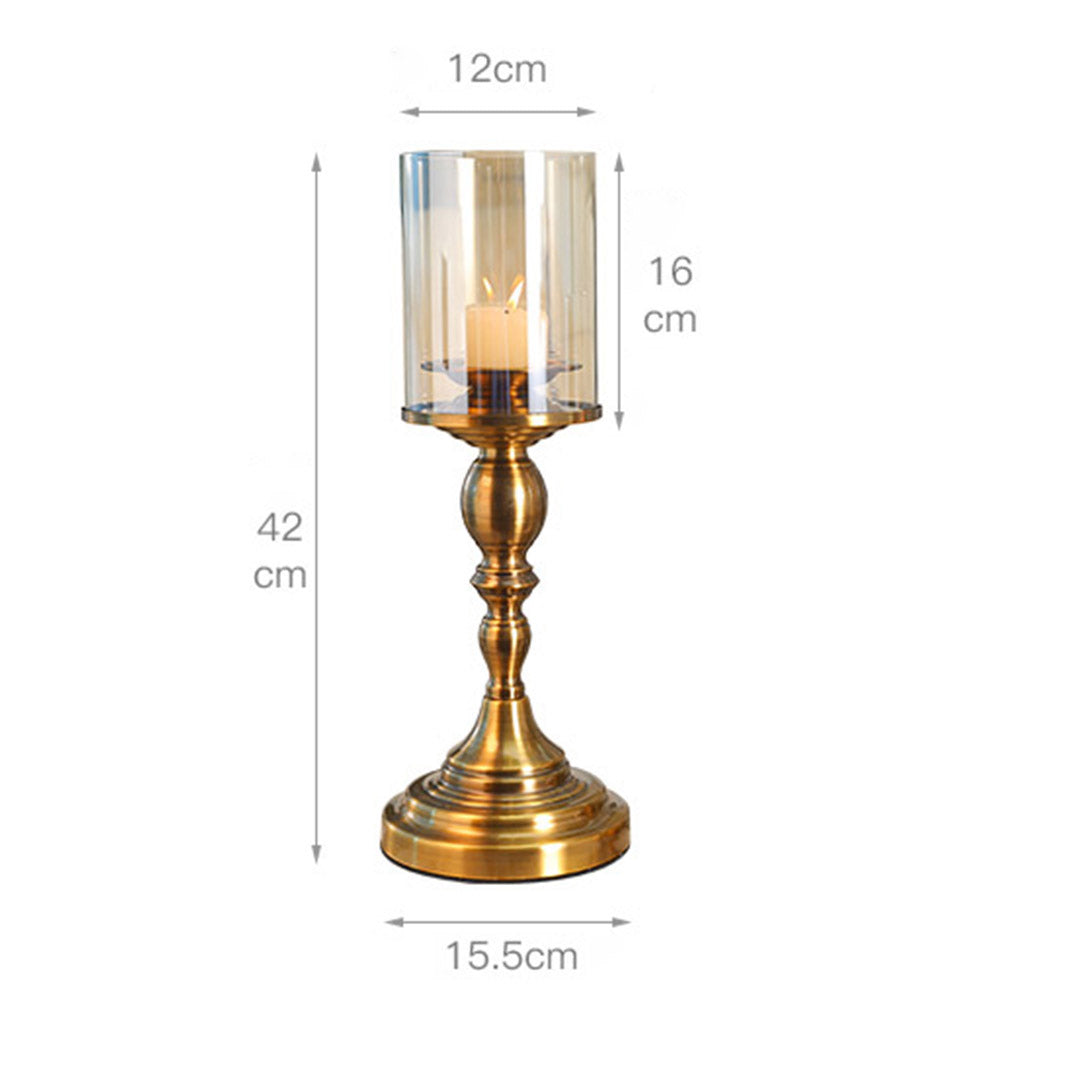 Soga 42cm Gold Nordic Deluxe Candlestick Candle Holder Stand Pillar Glass /Iron