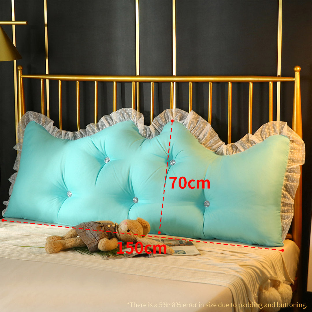 Soga 2 X 150cm Light Blue Princess Bed Pillow Headboard Backrest Bedside Tatami Sofa Cushion With Ruffle Lace Home Decor