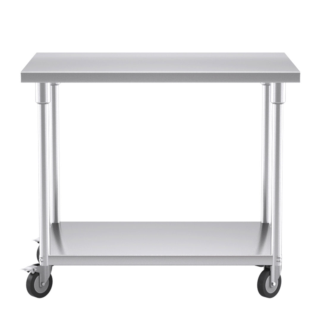 100cm Commercial Catering Kitchen Stainless Steel Prep Work Bench Table with Wheels