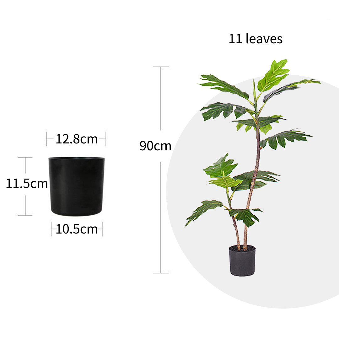 Soga 90cm 2 Trunk Artificial Natural Green Split Leaf Philodendron Tree Fake Tropical Indoor Plant Home Office Decor