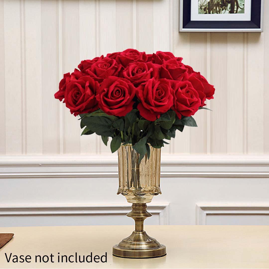 Soga 5pcs Artificial Silk Flower Fake Rose Bouquet Table Decor Red