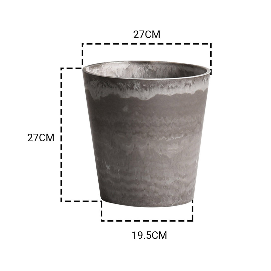 Soga 27cm Rock Grey Round Resin Plant Flower Pot In Cement Pattern Planter Cachepot For Indoor Home Office