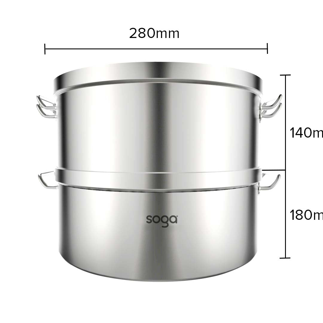 Soga 2 X Commercial 304 Stainless Steel Steamer With 2 Tiers Top Food Grade 28*18cm