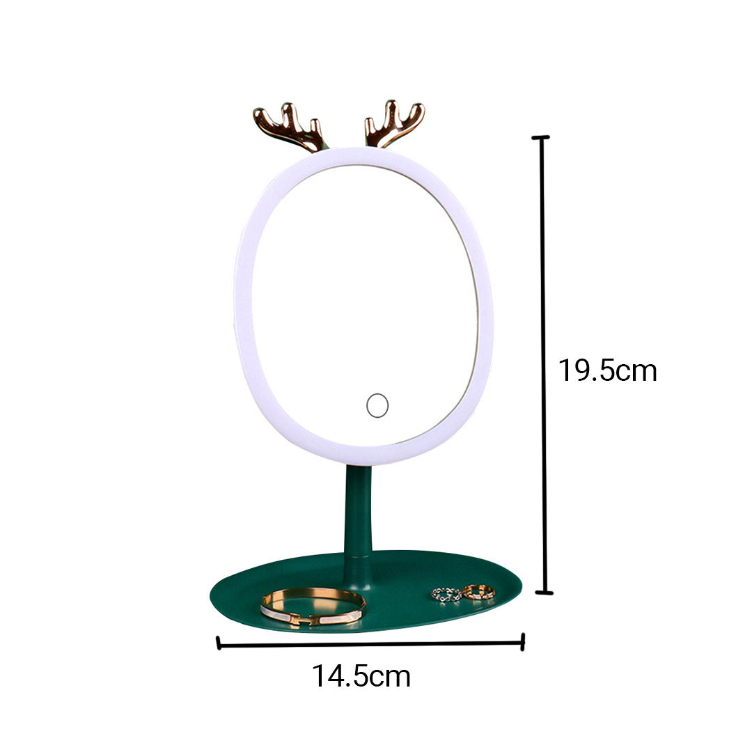 Soga Green Antler Led Light Makeup Mirror Tabletop Vanity Home Decor
