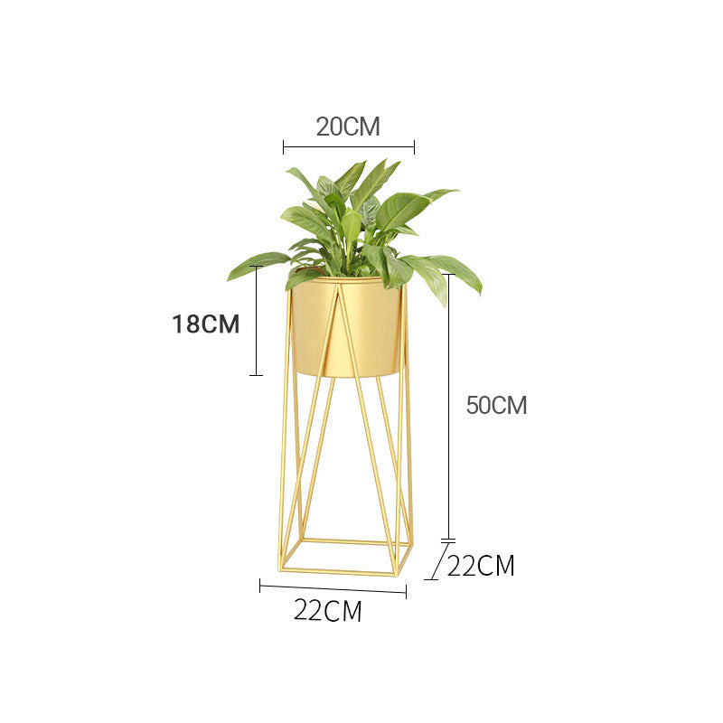 Soga 50cm Gold Metal Plant Stand With Gold Flower Pot Holder Corner Shelving Rack Indoor Display