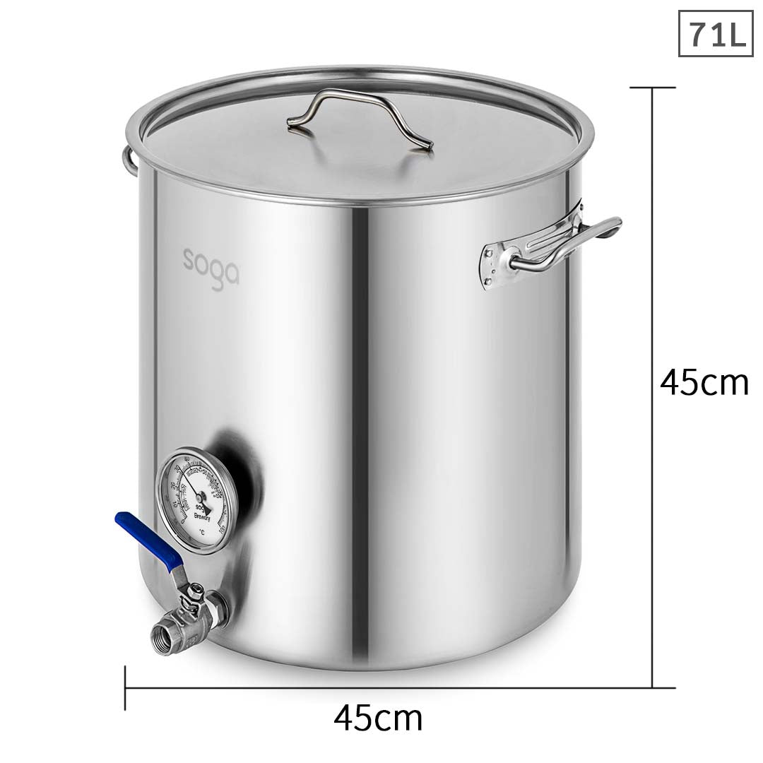 Soga Stainless Steel Brewery Pot 71 L With Beer Valve 45*45cm