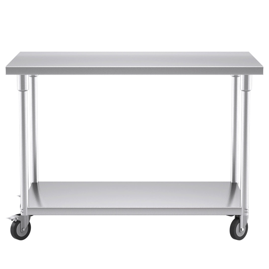 120cm Commercial Catering Kitchen Stainless Steel Prep Work Bench Table with Wheels