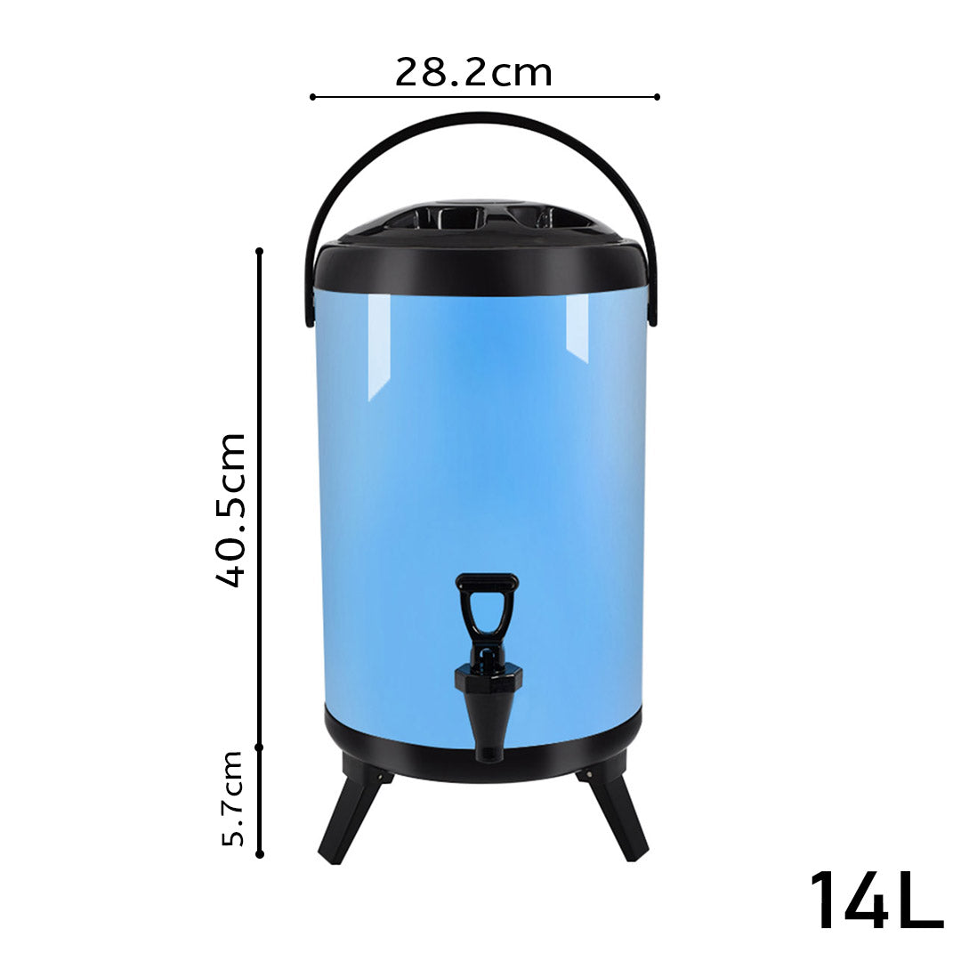 Soga 2 X 14 L Stainless Steel Insulated Milk Tea Barrel Hot And Cold Beverage Dispenser Container With Faucet Blue