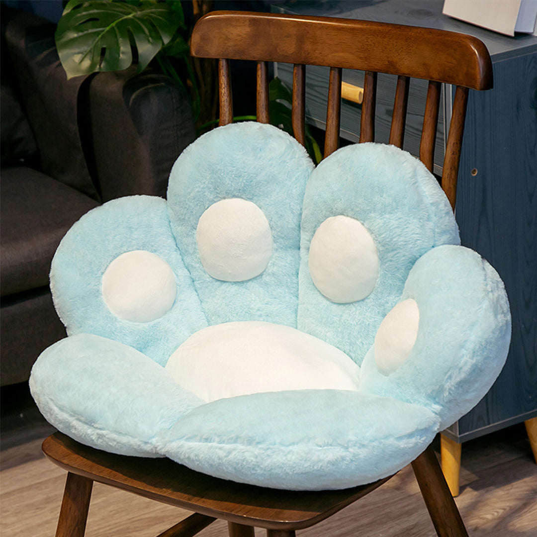 2X Blue Paw Shape Cushion Warm Lazy Sofa Decorative Pillow Backseat Plush Mat Home Decor