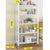 Soga 5 Tier Steel White Foldable Display Stand Multi Functional Shelves Portable Storage Organizer With Wheels