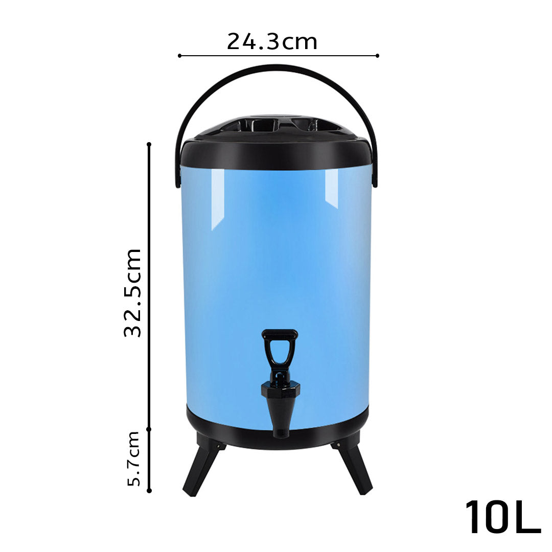 Soga 10 L Stainless Steel Insulated Milk Tea Barrel Hot And Cold Beverage Dispenser Container With Faucet Blue
