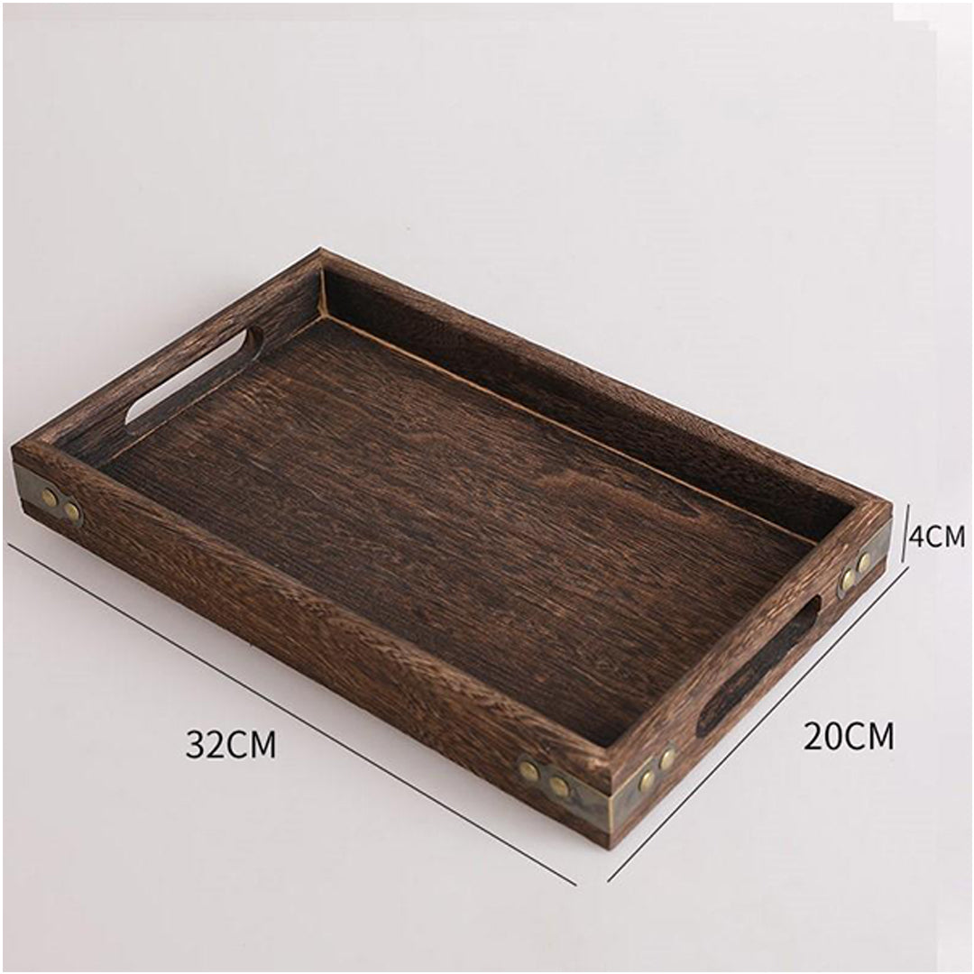 Soga 2 X Small Walnut Rectangle Wooden Tray Breakfast Dinner Serving Board Tea Set Holder Kitchen Home Decor