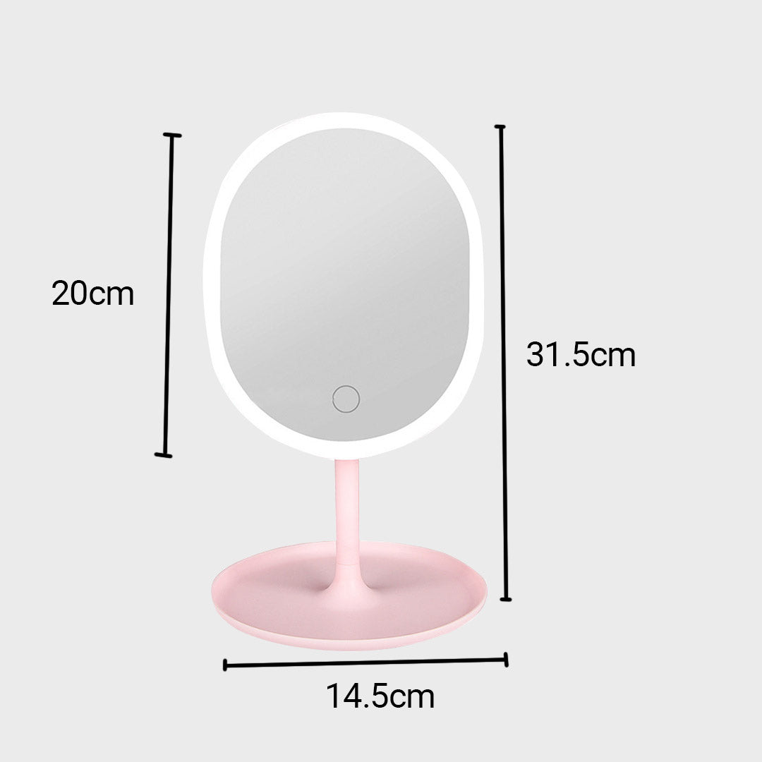 2X 20cm Pink Rechargeable LED Light Makeup Mirror Tabletop Vanity Home Decor