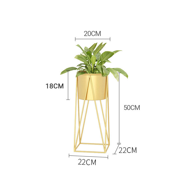 Soga 2 X 50cm Gold Metal Plant Stand With Gold Flower Pot Holder Corner Shelving Rack Indoor Display