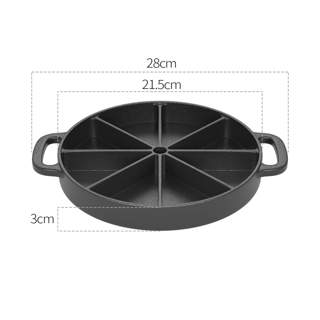 Soga 2 X 21.5 Cm Round Cast Iron Baking Wedge Pan Cornbread Cake 8 Slice Baking Dish With Handle