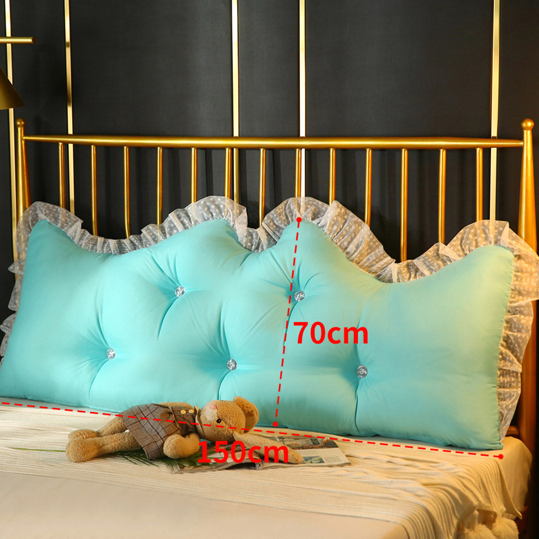 Soga 4 X 150cm Light Blue Princess Bed Pillow Headboard Backrest Bedside Tatami Sofa Cushion With Ruffle Lace Home Decor