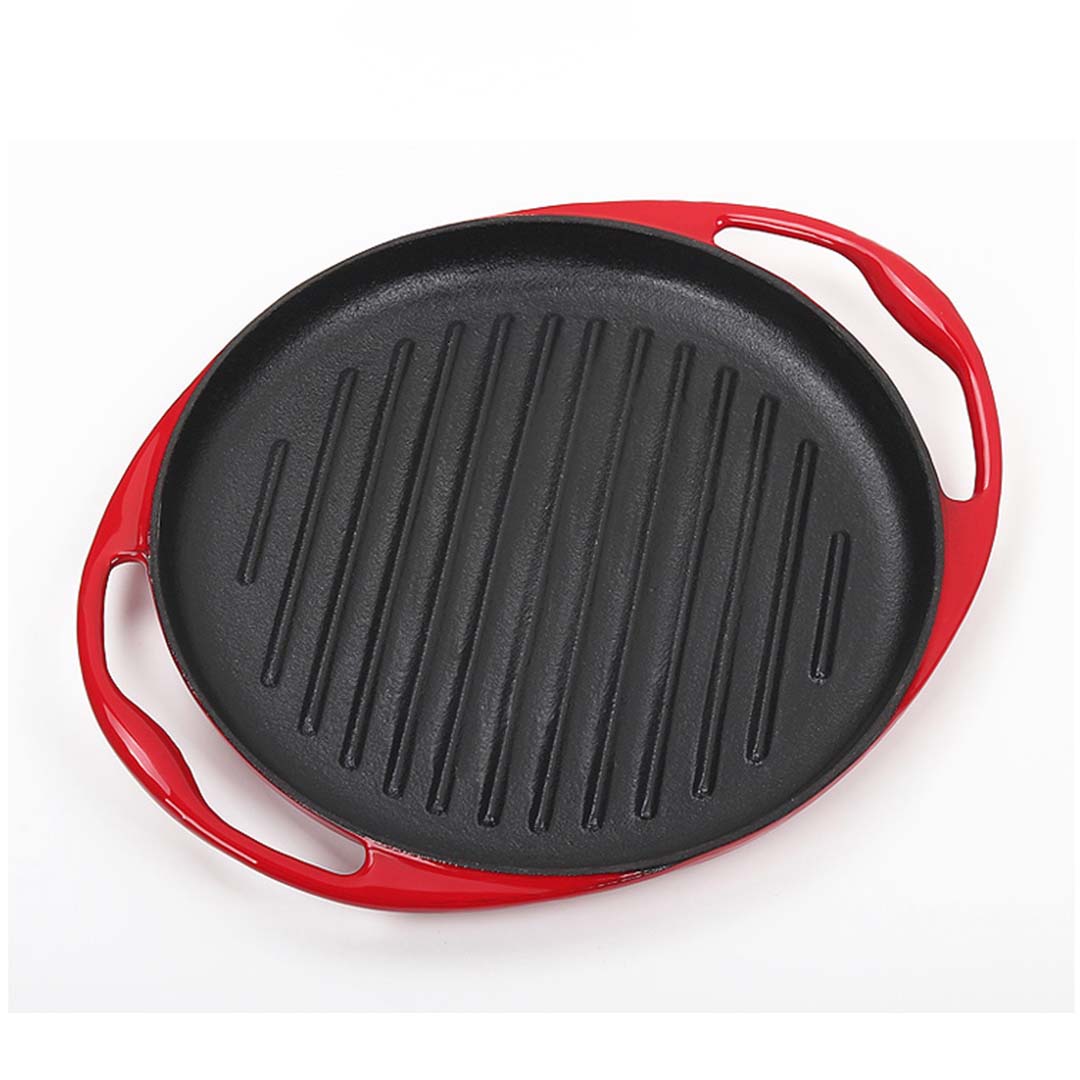 Soga 2 X Enamel Porcelain 26cm Cast Iron Frying Pan Skillet Non Stick Coating Steak Sizzle Platter