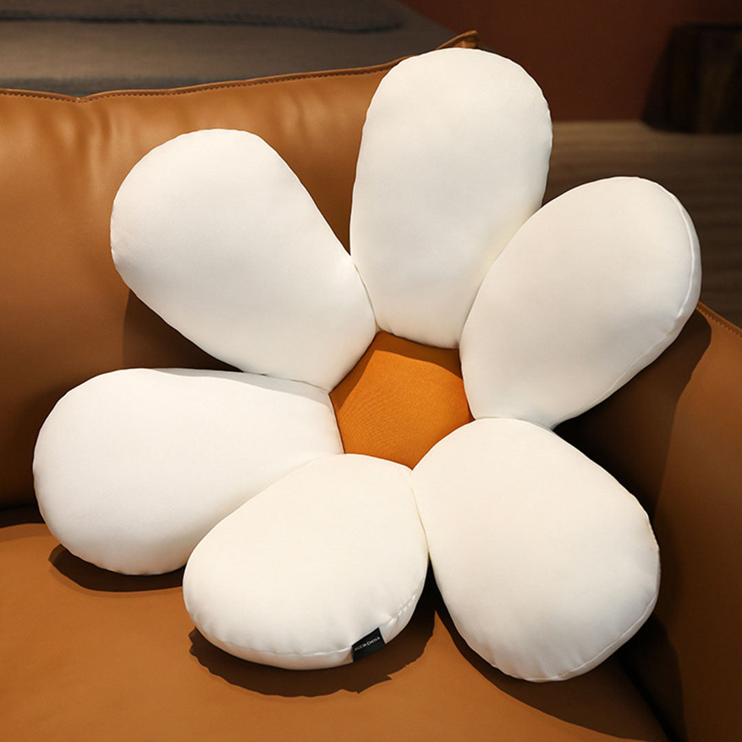 White Daisy Flower Shape Cushion Soft Leaning Bedside Pad Floor Plush Pillow Home Decor