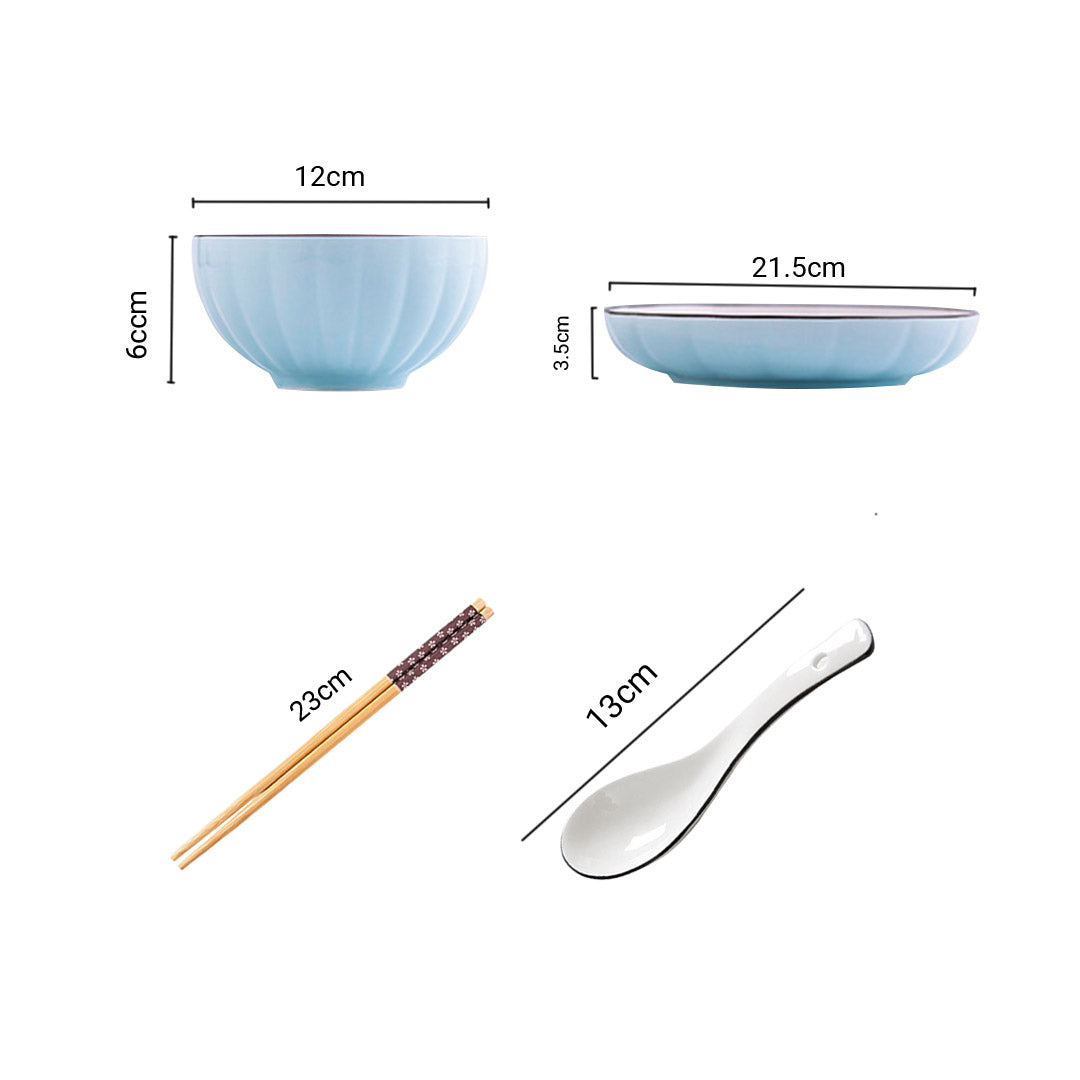 Soga Blue Japanese Style Ceramic Dinnerware Crockery Soup Bowl Plate Server Kitchen Home Decor Set Of 8