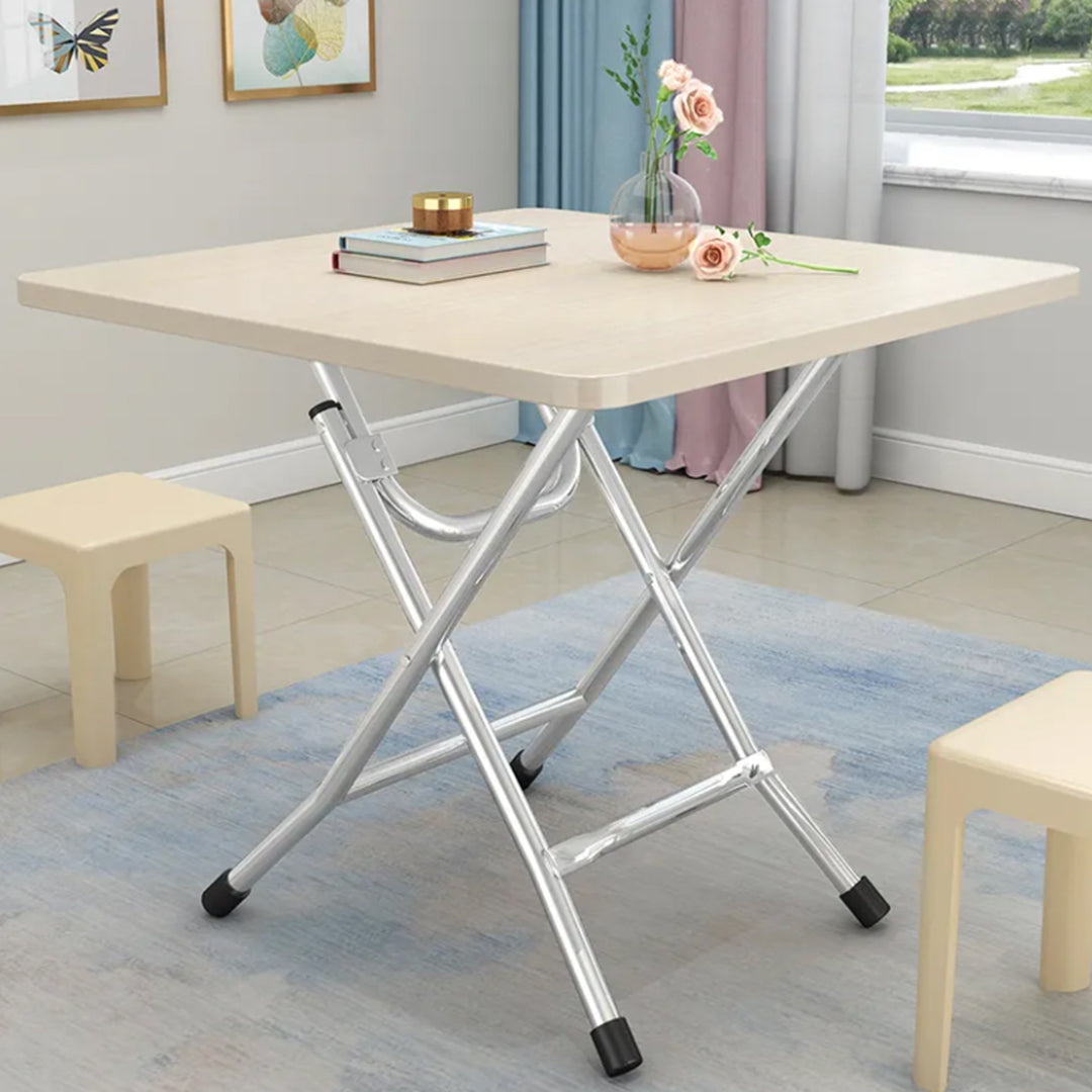 2X White Portable Square Table Standing Legs Foldable Furniture Home Decor