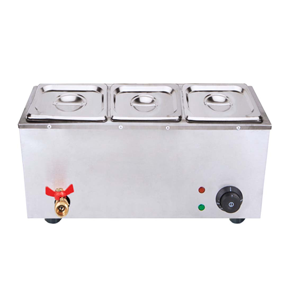 Soga 2 X Stainless Steel 3 X 1/2 Gn Pan Electric Bain Marie Food Warmer With Lid