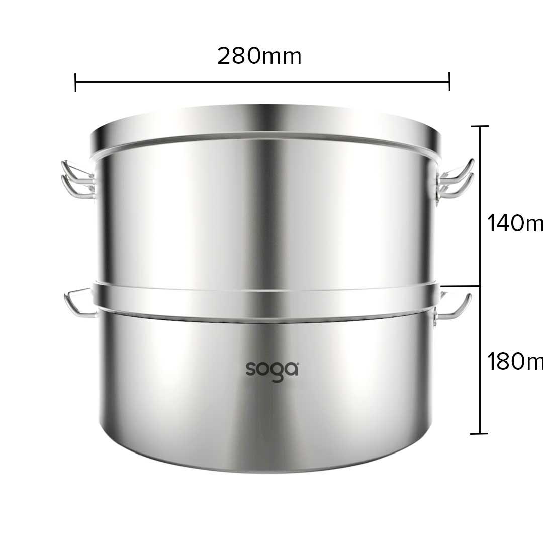 Soga Food Steamer 28cm Commercial 304 Top Grade Stainless Steel 2 Tiers